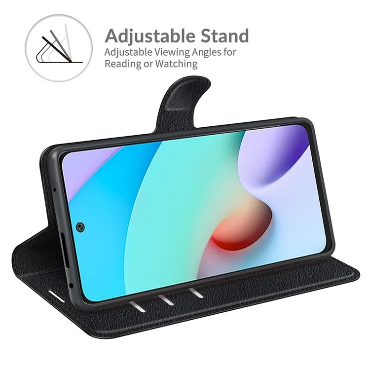 Custodia in pelle con portafoglio e supporto regolabile a prova di urto per Xiaomi Redmi Note 11 4G (MediaTek)/Redmi 10 4G (2021)/Redmi 10 2022 4G/Redmi 10 Prime - Nero