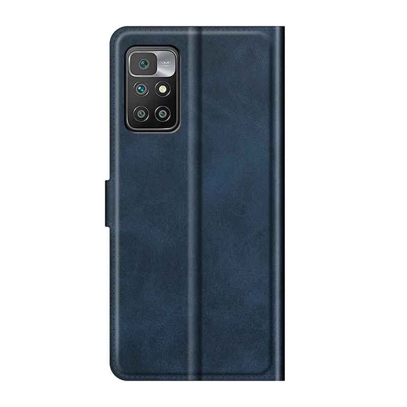Folio Flip Magnetic Clasp Leather Phone Case Wallet Stand Cover for Xiaomi Redmi Note 11 4G (MediaTek)/Redmi 10 4G (2021)/Redmi 10 2022 4G/Redmi 10 Prime - Blue
