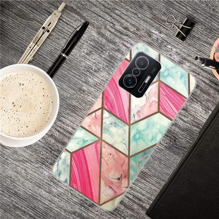 Estuche protector de teléfono IMD a prueba de golpes, suave y delgado, con patrón de mármol, para Xiaomi 11T / 11T Pro - Estilo P