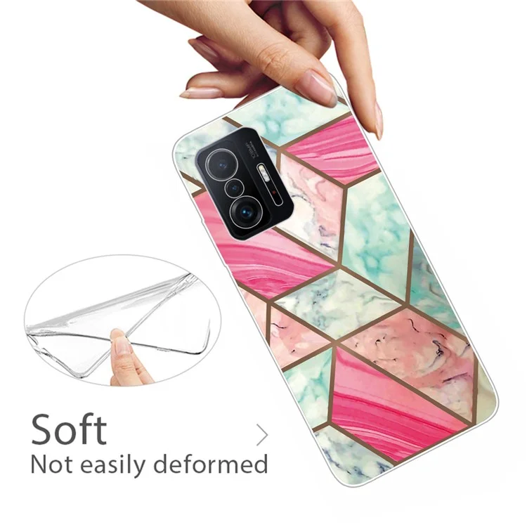 Estuche protector de teléfono IMD a prueba de golpes, suave y delgado, con patrón de mármol, para Xiaomi 11T / 11T Pro - Estilo P