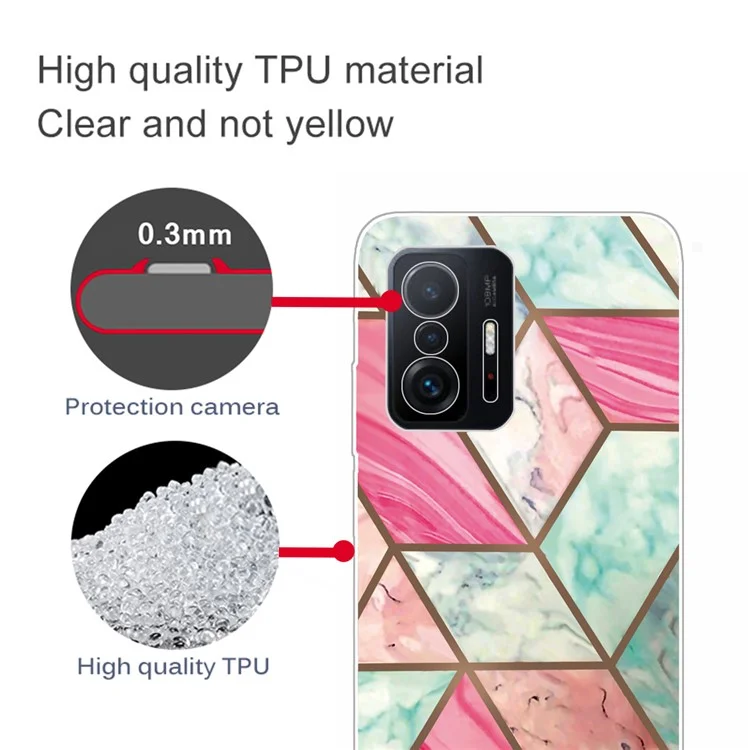 Estuche protector de teléfono IMD a prueba de golpes, suave y delgado, con patrón de mármol, para Xiaomi 11T / 11T Pro - Estilo P