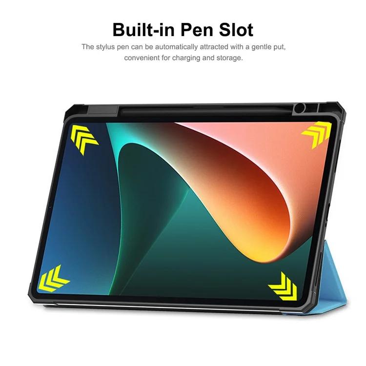 Enkay Hat Prince Élégant Anti-automobile Auto Wake / Sleep Tri-fold Stand pu Leather + TPU Tablet Boll Shell With Pen Slot Pour Xiaomi Pad 5/5 Pro - le Noir