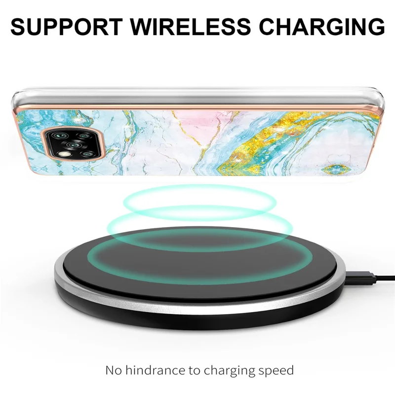 Protector de Carcasa de Teléfono con Patrón de Mármol IMD Electrochapeado para Xiaomi Poco X3 NFC / Poco X3 / Poco X3 Pro - Verde 004