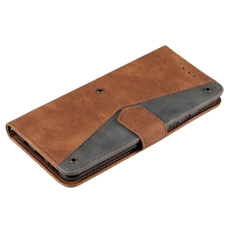 Per Xiaomi Redmi 10 4G (2021)/Redmi 10 2022 4G/Redmi Note 11 4G (mediatiatek)/redmi 10 Prime Splicing Skincing Skin-touch PU Phelet Covertive Copertino di Processo - Marrone