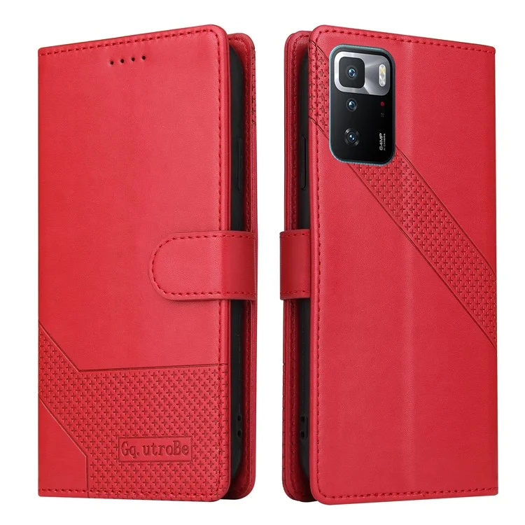 GQ.UTROBE 009 Series Multi-function Card Slot Phone Cover Leather Wallet Phone Case with Stand for Xiaomi Redmi Note 10 Pro 4G (Global)/Note 10 Pro 4G (India)/Note 10 Pro Max - Red