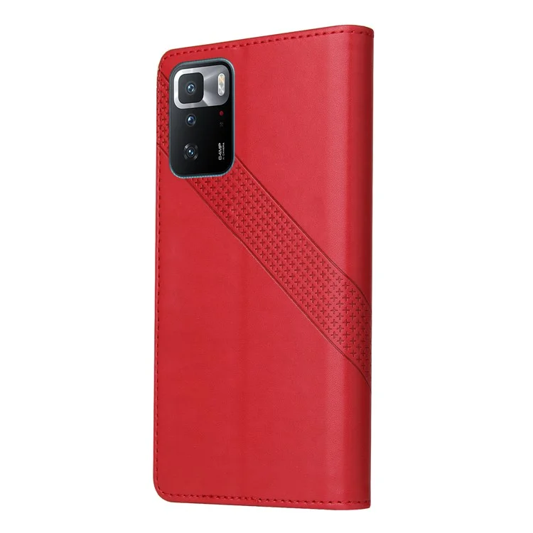 GQ.UTROBE 009 Series Multi-function Card Slot Phone Cover Leather Wallet Phone Case with Stand for Xiaomi Redmi Note 10 Pro 4G (Global)/Note 10 Pro 4G (India)/Note 10 Pro Max - Red