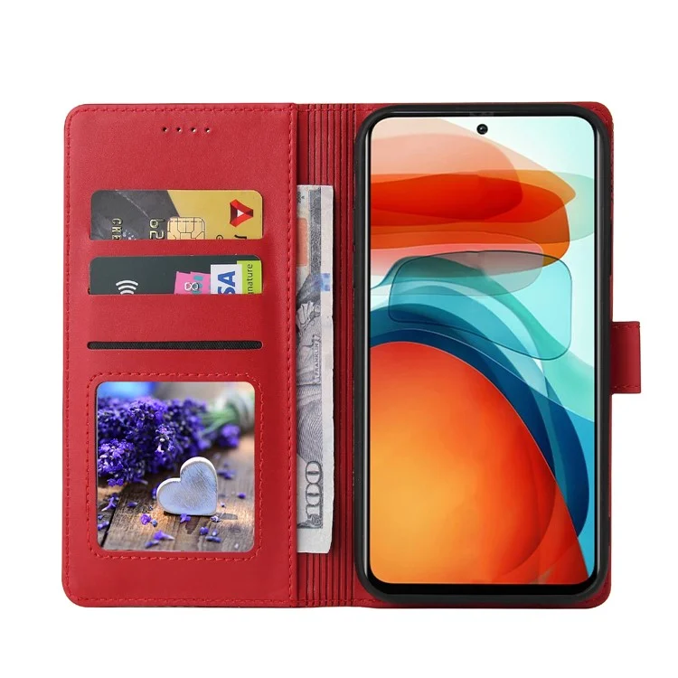 GQ.UTROBE 009 Series Multi-function Card Slot Phone Cover Leather Wallet Phone Case with Stand for Xiaomi Redmi Note 10 Pro 4G (Global)/Note 10 Pro 4G (India)/Note 10 Pro Max - Red