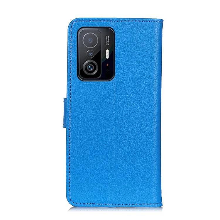 Classic Litchi Texture Anti-Drop Anti-Shock Wallet Stand Leather Phone Case Cover for Xiaomi 11T/11T Pro - Blue