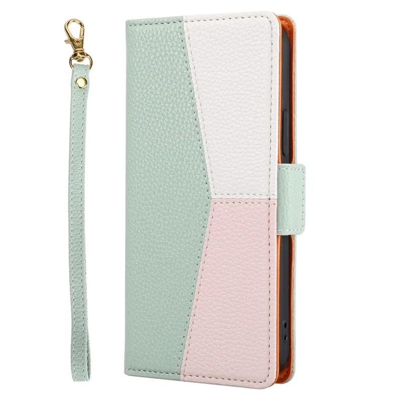 Splicing Design Litchi Texture Leather Shockproof Wallet Stand Flip Cover with Strap for Xiaomi Poco X3 NFC / Poco X3 / Poco X3 Pro - Green