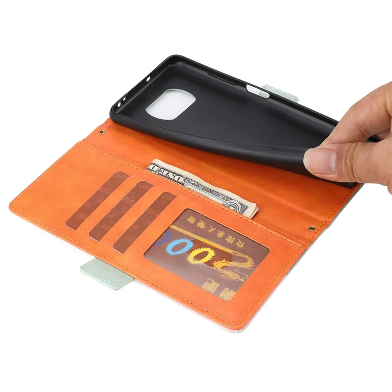 Splicing Design Litchi Texture Leather Shockproof Wallet Stand Flip Cover with Strap for Xiaomi Poco X3 NFC / Poco X3 / Poco X3 Pro - Green