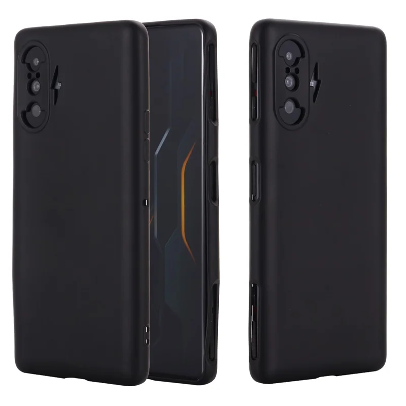 Liquid Silicone Case Lightweight Microfiber Lining Cushion Texture Anti-Scratch Cover with Strap for Xiaomi Poco F3 GT 5G / Redmi K40 Gaming 5G - Black