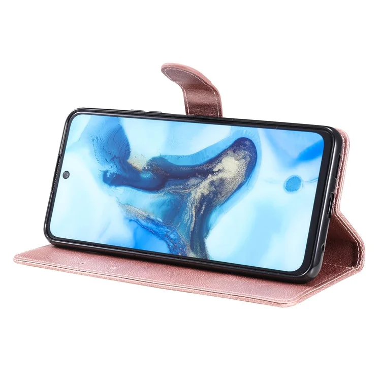 For Xiaomi Redmi Note 10 5G / Poco M3 Pro 4G / 5G / Redmi Note 10T 5G Case Solid Color Leather Mobile Cover Wallet Stand with Strap - Rose Gold