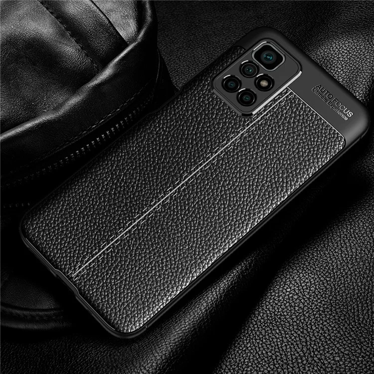 Per Xiaomi Redmi 10 4G (2021)/Redmi 10 Prime/Redmi 10 2022 4G/Redmi Note 11 4G (MediaTek) Litchi Texture Anti-Scratch Anti-Fall Light Slim Phone Back Case TPU Cover - Blu