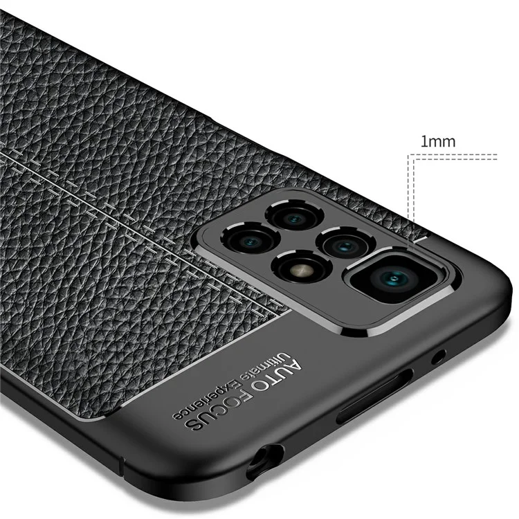 Per Xiaomi Redmi 10 4G (2021)/Redmi 10 Prime/Redmi 10 2022 4G/Redmi Note 11 4G (MediaTek) Litchi Texture Anti-Scratch Anti-Fall Light Slim Phone Back Case TPU Cover - Blu