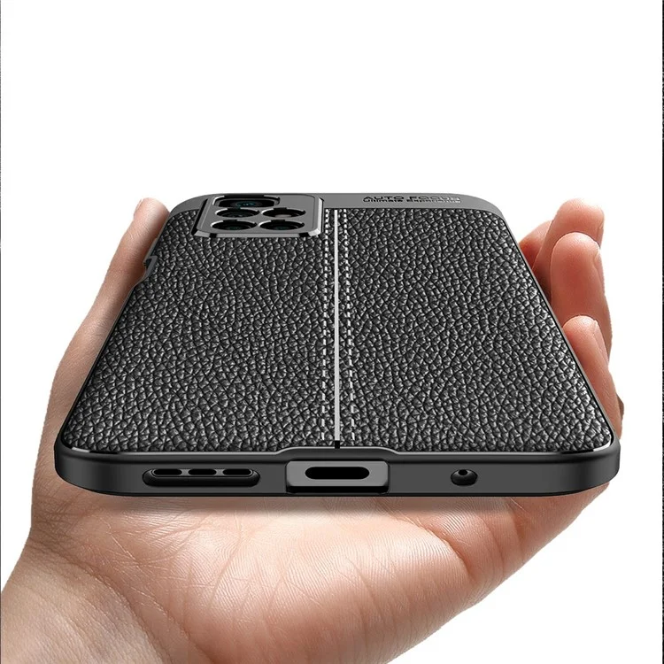 Per Xiaomi Redmi 10 4G (2021)/Redmi 10 Prime/Redmi 10 2022 4G/Redmi Note 11 4G (MediaTek) Litchi Texture Anti-Scratch Anti-Fall Light Slim Phone Back Case TPU Cover - Blu
