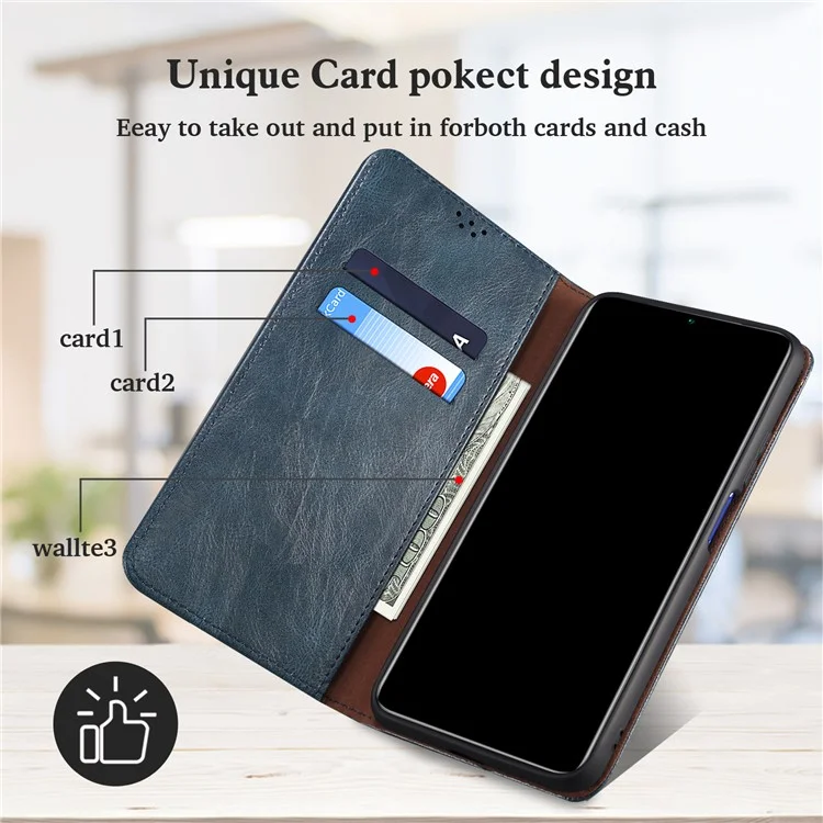 Wellige krasse Pferdehaut-Textur Gut geschützter stilvoller Wallet-Ständer-Entwurf Magnetisches Auto-absorbierendes PU-Leder-Handyhülle für Xiaomi 11T Pro - Braun