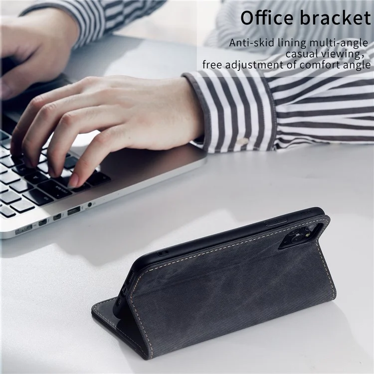 Jeans Cloth Texture Auto-absorbed Full Body Protection Stylish Wallet Design Leather Phone Case with Stand for Xiaomi 11T Pro - Verde