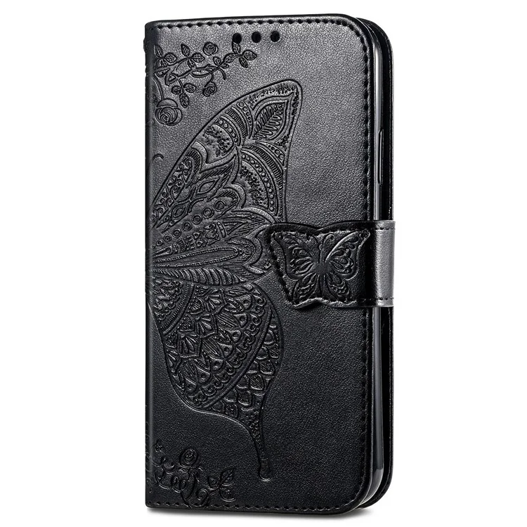 Impresión de la Billetera de la Billetera de Cuero de Flores de Mariposa Flip Shell Shell Para Xiaomi Redmi 10 4G (2021)/Redmi 10 2022 4G/Redmi Nota 11 4G (MediaTek)/Redmi 10 Prime - Negro