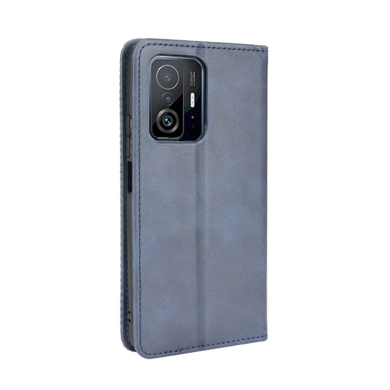 Retro Textured Surface Phone Leather Case Shockproof Leather Phone Wallet Stand Cover for Xiaomi 11T Pro / Xiaomi 11T - Blue