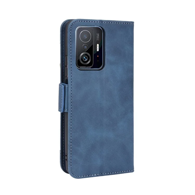 Pour Xiaomi 11T Pro / Xiaomi 11T Card Slot Design Couvercle De Téléphone Résistant Aux Chocs Coffre Cuir Portefeuille Boîtier De Protection - Bleu