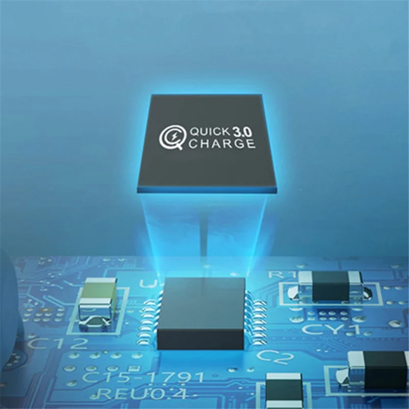 A9T+ USB+Type C 4-Port 40W Quick Charge Wall Adapter PD QC 3.0 Fast Charger with LCD Display - EU Plug