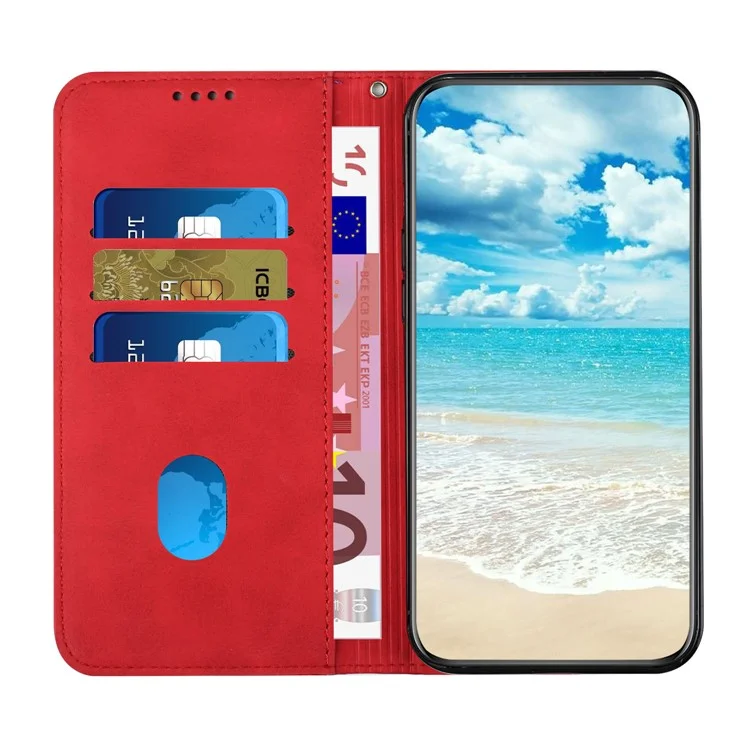 Custodia in pelle con chiusura magnetica, motivo a rombo, sensazione tattile, per Xiaomi Poco M3 Pro 4G/5G/Redmi Note 10 5G/Redmi Note 10T 5G - Rosso
