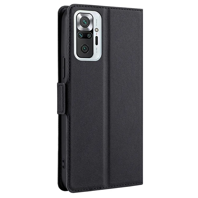Funda Flip Case Cover Stand Funda de piel con ranura para tarjeta Protector de teléfono móvil ultradelgado para Xiaomi Redmi Note 10 Pro Max / Redmi Note 10 Pro 4G (Global) / Redmi Note 10 Pro 4G (India) - Negro