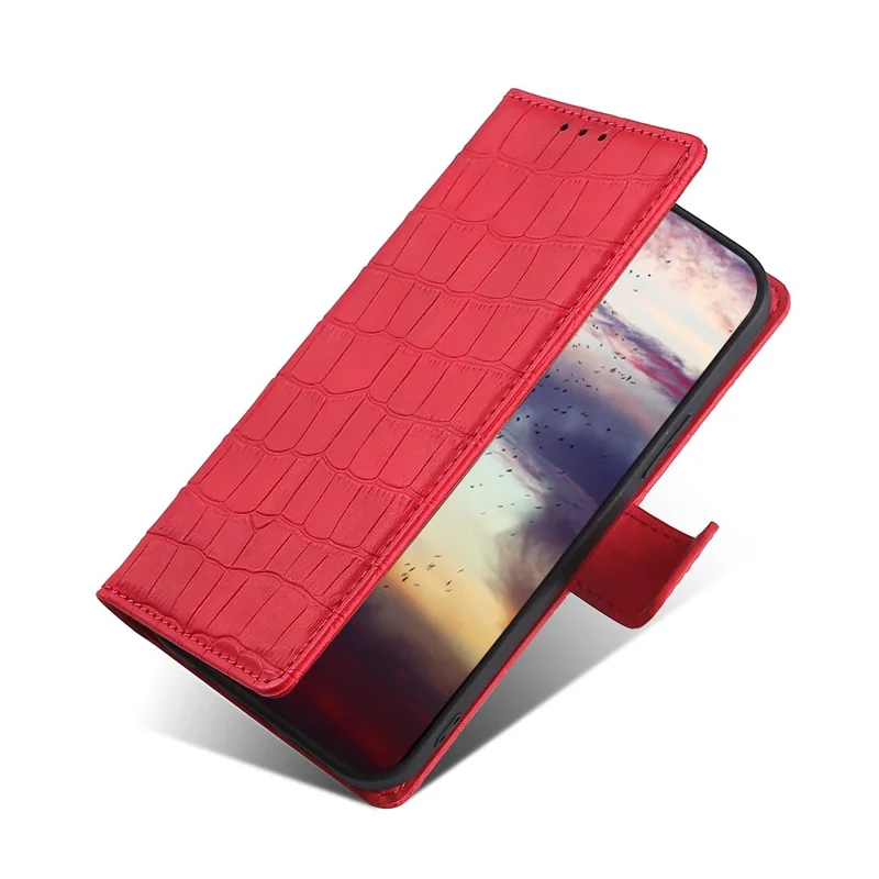 Crocodile Texture Supporting Stand Wallet Leather Case Phone Cover Shell for Xiaomi 11T / 11T Pro - Red