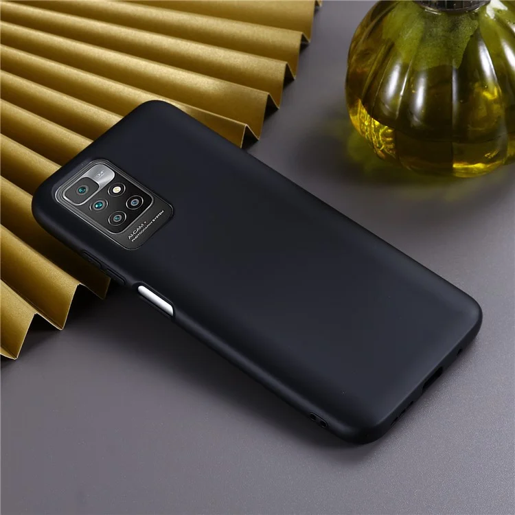 Liquid Silicone + Soft Microfiber Lining Slim Back Cover with Strap for Xiaomi Redmi 10 4G (2021)/Redmi 10 2022 4G/Redmi Note 11 4G (MediaTek)/Redmi 10 Prime - Black