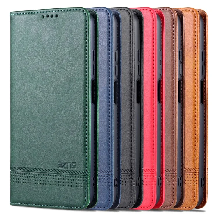 Azns Прочный Кошелек Дизайн Кожи Кожи Shotpereper Cople Cover Case Для Xiaomi Redmi 10 4G (2021)/Redmi 10 2022 4G/Redmi Note 11 4G (MediaTek)/Redmi 10 Prime - Кофе
