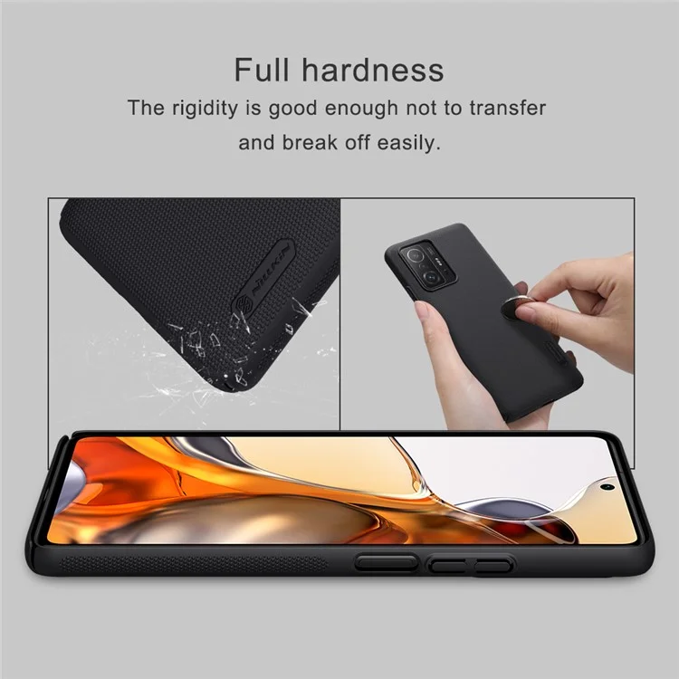 Nillkin Frosted Shield Anti-pingerprints Hard PC Téléphone Couverture de Téléphone Mat Pour Xiaomi 11T / 11t Pro - le Noir