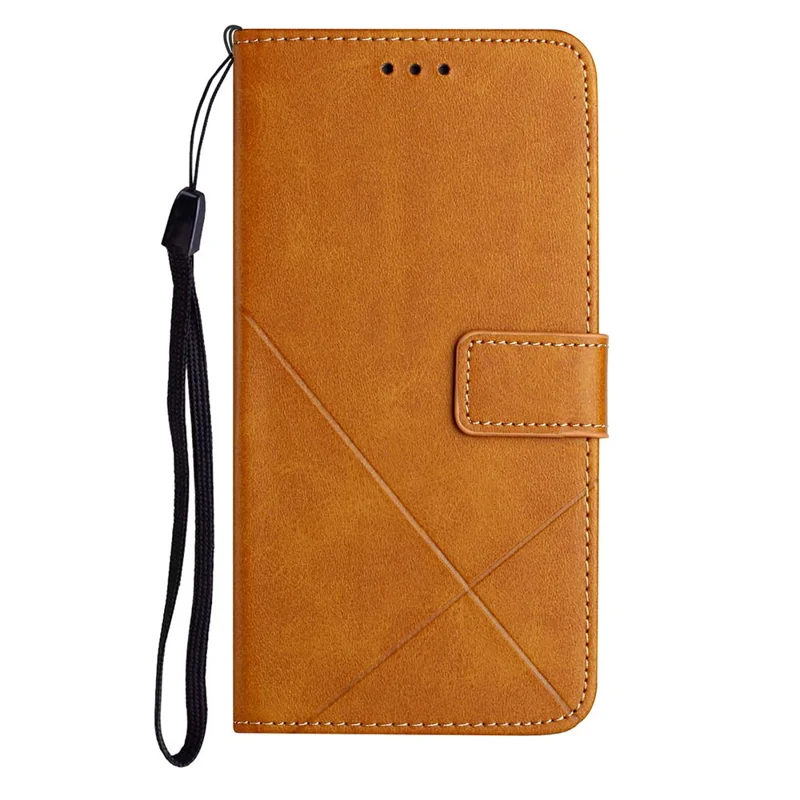 Stripe Leather Phone Case Solid Color Wallet Phone Shell for Xiaomi Redmi 10 4G (2021)/Redmi 10 2022 4G/Redmi Note 11 4G (MediaTek)/Redmi 10 Prime - Yellow