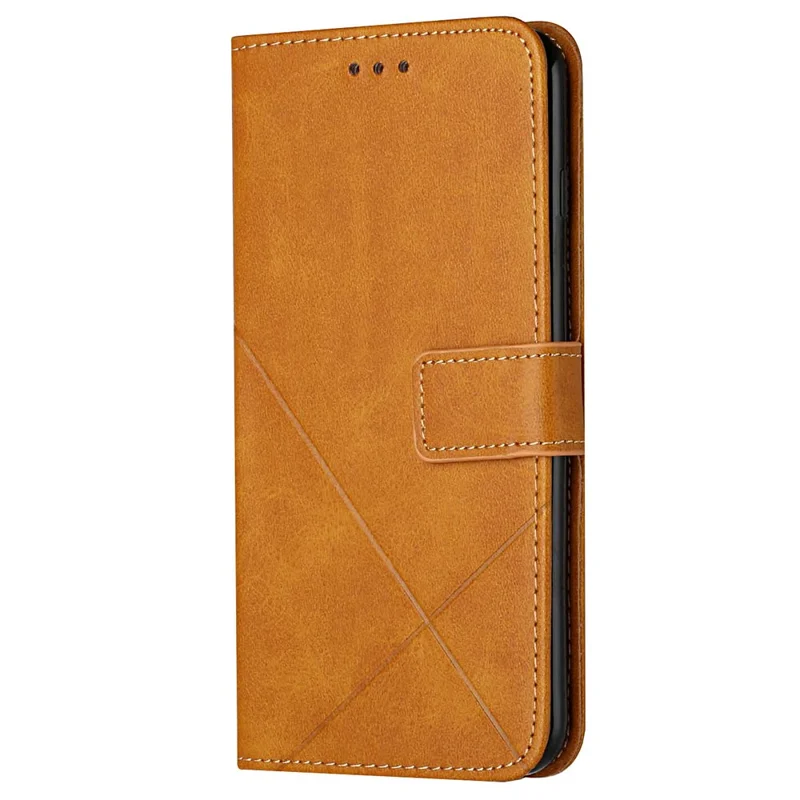 Stripe Leather Phone Case Solid Color Wallet Phone Shell for Xiaomi Redmi 10 4G (2021)/Redmi 10 2022 4G/Redmi Note 11 4G (MediaTek)/Redmi 10 Prime - Yellow