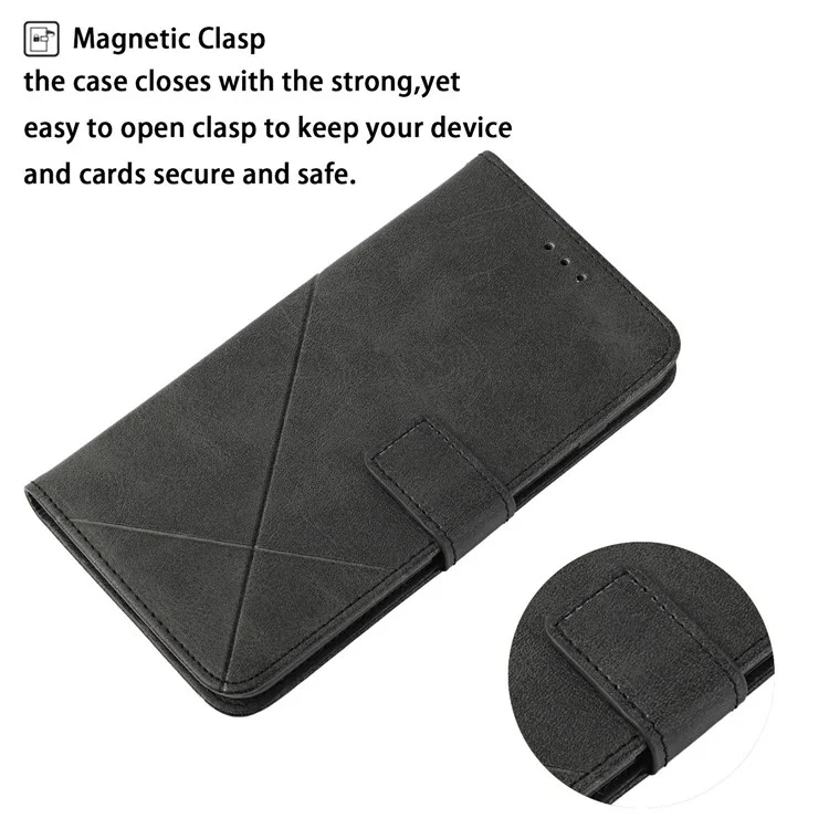 Scratch Resistant Solid Color Stripe Leather Phone Case Wallet Shell for Xiaomi Redmi Note 10 5G / Redmi Note 10T 5G / Poco M3 Pro 5G / Poco M3 Pro 4G - Black