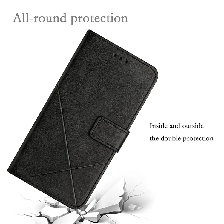 Scratch Resistant Solid Color Stripe Leather Phone Case Wallet Shell for Xiaomi Redmi Note 10 5G / Redmi Note 10T 5G / Poco M3 Pro 5G / Poco M3 Pro 4G - Black