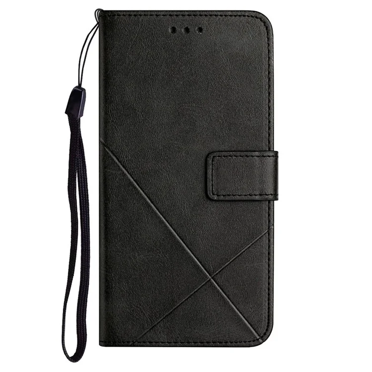 Scratch Resistant Solid Color Stripe Leather Phone Case Wallet Shell for Xiaomi Redmi Note 10 5G / Redmi Note 10T 5G / Poco M3 Pro 5G / Poco M3 Pro 4G - Black