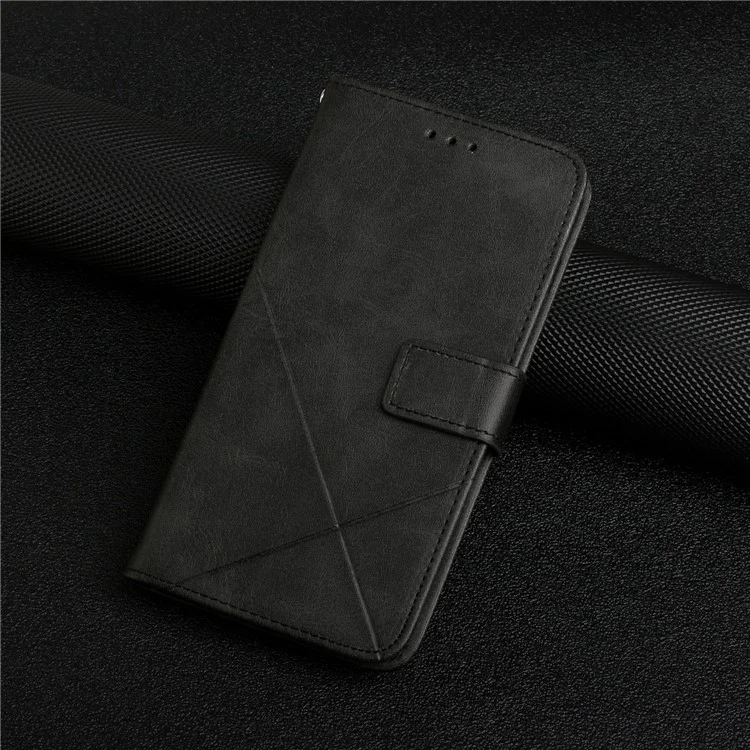 Scratch Resistant Solid Color Stripe Leather Phone Case Wallet Shell for Xiaomi Redmi Note 10 5G / Redmi Note 10T 5G / Poco M3 Pro 5G / Poco M3 Pro 4G - Black