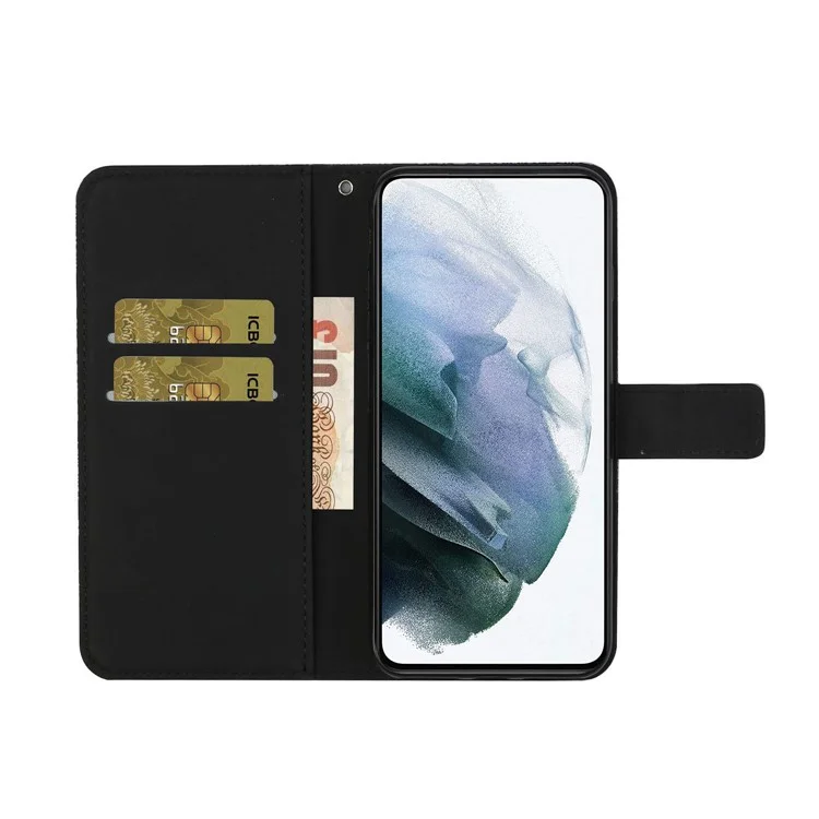 Ethnische Blume Imprited Anti-Drop-Stand-Wallet Design Ledertasche Mit Handgurt Für Xiaomi Redmi Anmerkung 10 Pro 5G (China) / Poco X3 Gt 5g - Schwarz