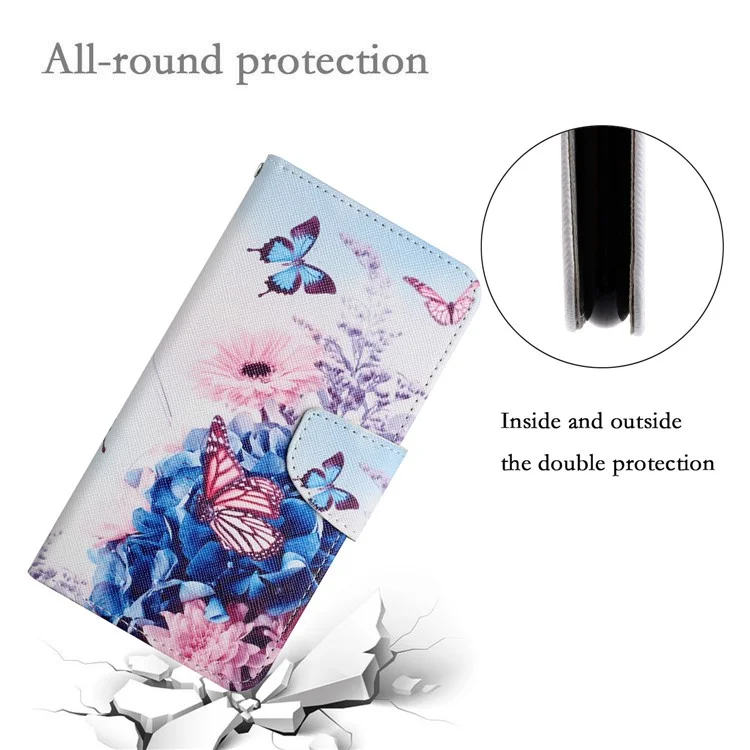 Padrão de Impressão de Couro Capa de Capa de Capa Com Pulseira Com Pulseira Para Xiaomi Redmi Note 10 Pro 5G (China)/Xiaomi Poco X3 GT 5G - Borboleta Roxa