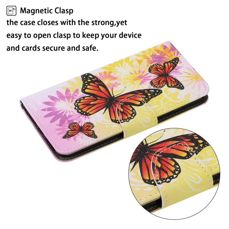Folio Flip Magnetic Clasp Pattern Printing Leather Phone Case Wallet Stand Cover with Wrist Strap for Xiaomi Redmi Note 10 Pro 5G (China)/Poco X3 GT - Butterfly/Flower