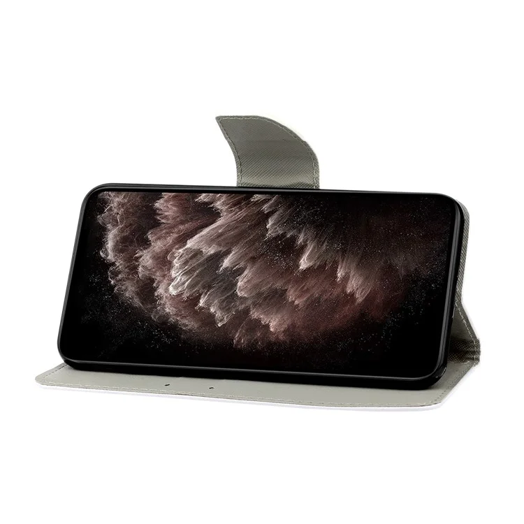 Casa de Couro de Impressão de Padrões de Proteção Geral Com Carteira e Suporte Para Xiaomi Redmi 10 4G (2021)/Redmi 10 2022 4G/Redmi Nota 11 4G (MediaTek)/Redmi 10 Prime Prime - Borboleta Rosa