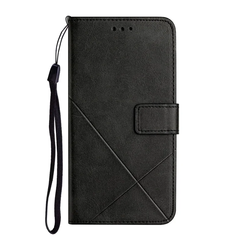 Cross Stripe Design Leather Solid Color Magnetic Clasp Wallet Stand Phone Shell Case for Xiaomi 11T / 11T Pro - Black