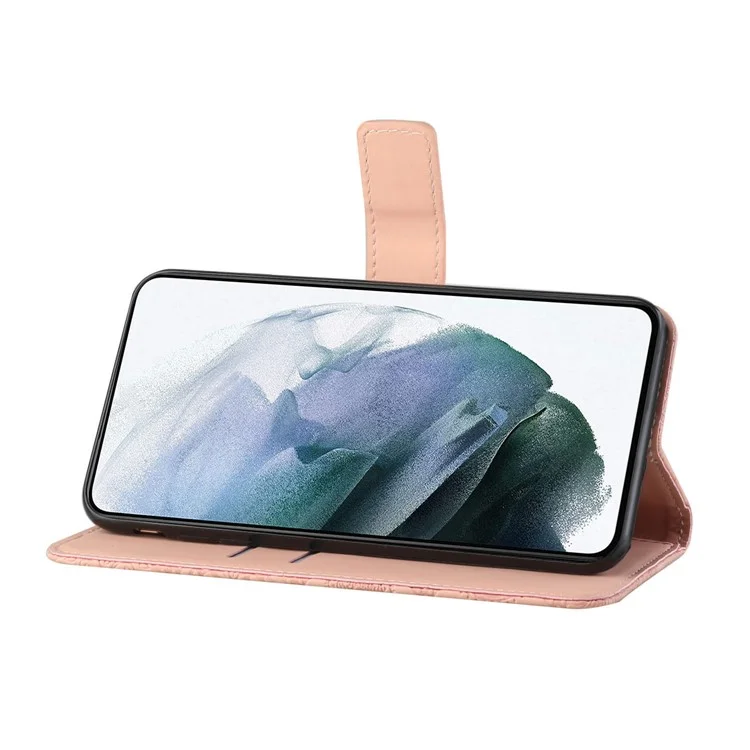 Estilo étnico Impreso Flower Magnético Cierre De Cartera Protectora Soporte Caja De Cuero Cáscara Con Correa De Muñeca Para Xiaomi 11T / 11T PRO - Rosado
