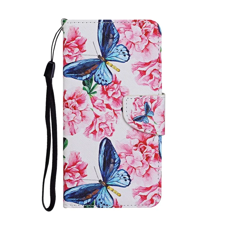 Pattern Printing PU Leather Phone Stand Wallet Case Protective Cover with Wrist Strap for Xiaomi 11T/11T Pro - Dragonfly/Flowers