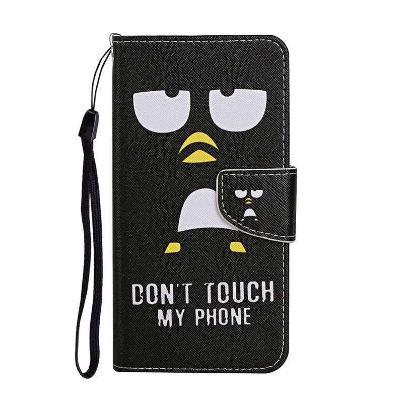 Pattern Printing PU Leather Phone Stand Wallet Case Protective Cover with Wrist Strap for Xiaomi 11T/11T Pro - Penguin