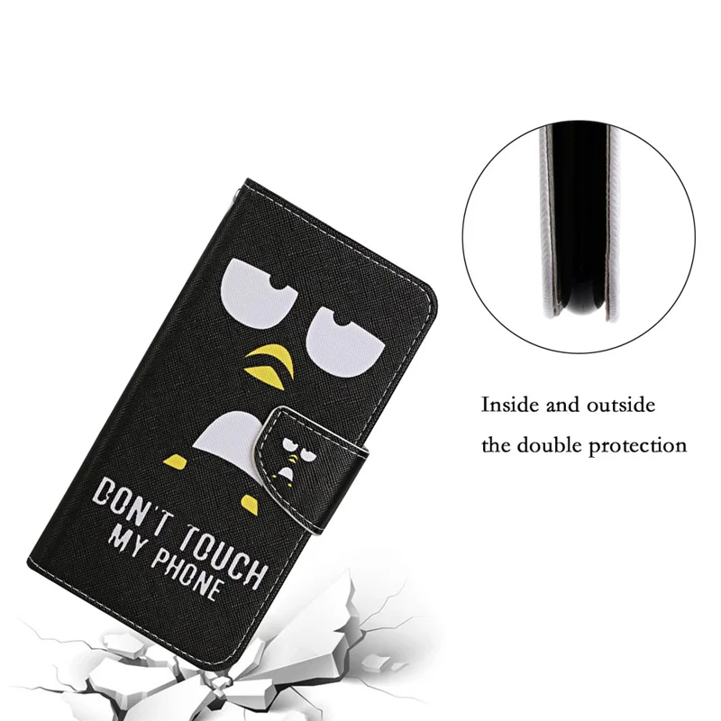 Pattern Printing PU Leather Phone Stand Wallet Case Protective Cover with Wrist Strap for Xiaomi 11T/11T Pro - Penguin
