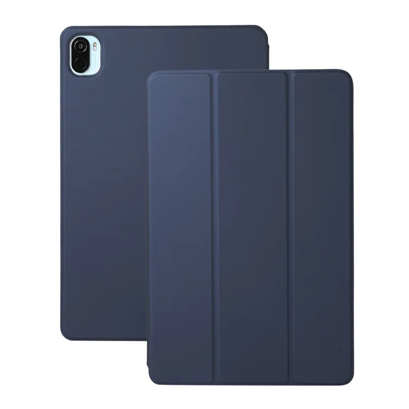 Hard PC + PU Leather Auto-Absorbed Trifold Stand Light Slim Tablet Cover Shell for Xiaomi Pad 5/5 Pro - Dark Blue