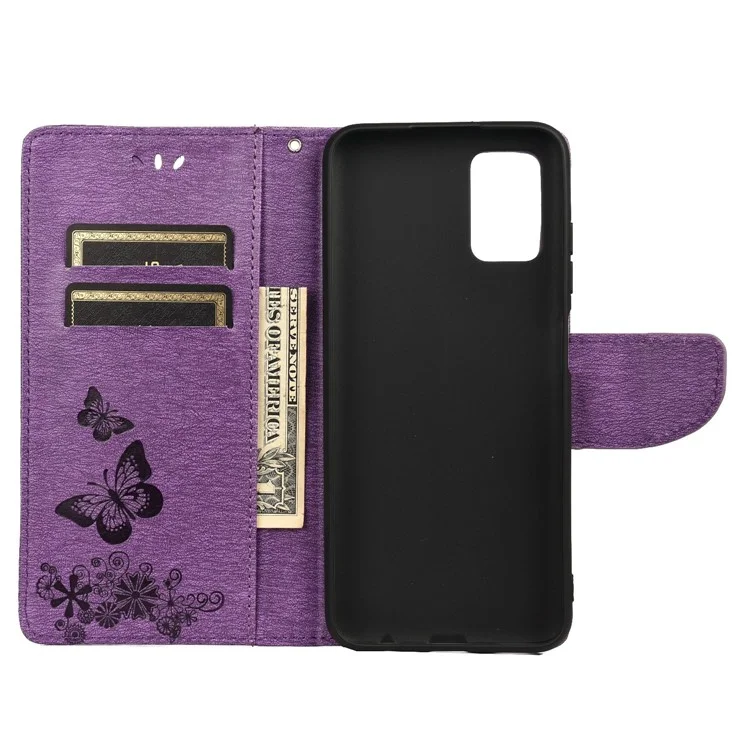 Imprinted Butterflies Flower Leather Wallet Stand Mobile Phone Case Shell Protector for Xiaomi 11T/11T Pro - Purple