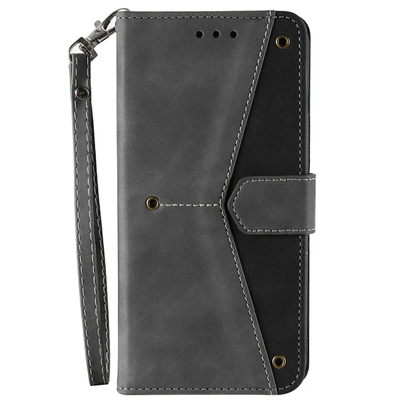 Spleißen Nähen Leder-Touch-Haut und TPU Stand-Brieftasche Smartphone-Hülle Schutzhülle für Xiaomi 11T/11T Pro - Grau 