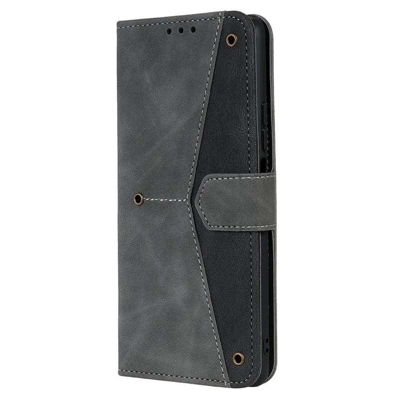 Spleißen Nähen Leder-Touch-Haut und TPU Stand-Brieftasche Smartphone-Hülle Schutzhülle für Xiaomi 11T/11T Pro - Grau 